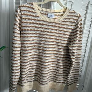 Croft & Barrow Women's Striped Sweater - Cream and Brown and a soft blue